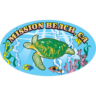 OK4 Mission Beach  CA Turtle in the Sea Oval Sticker