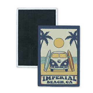 IMPERIAL BEACH RETRO VAN Rectangle Badge Magnet