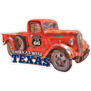 Texas   Route 66 Old Red Truck Sticker
