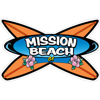 Mission Beach   Orange Crossing Surfboards Sticker
