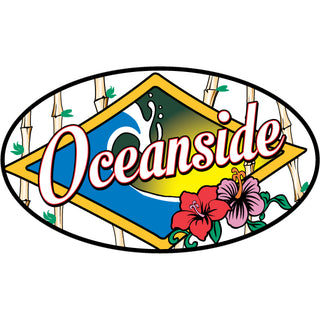 Oceanside  CA   Wave and Bamboo White Sticker
