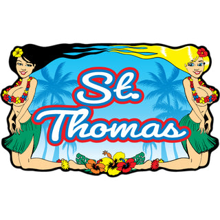 St. Thomas   Two Kneeling Aloha Girls Sticker
