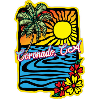 Coronado  CA   Abstract Sunset & Flowers Sticker