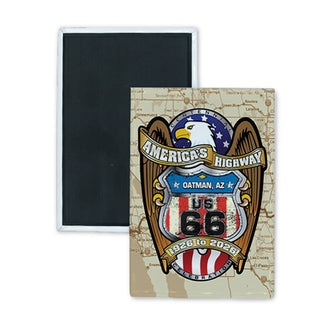 Oatman  AZ   America's Highway 1926 to 2026 Bald Eagle Rectangle Badge Magnet