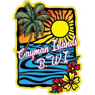 Cayman Islands B.W.I Abstract Sunset Flowers Sticker
