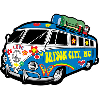 Bryson City  NC Hippie Bus w Camping Gear Sticker