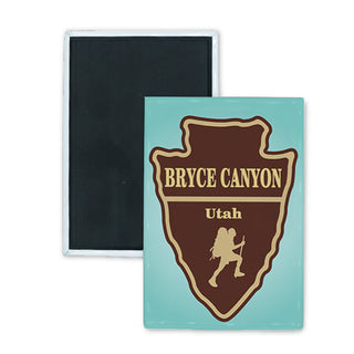 Bryce Canyon Utah   Hiker Silhouette Arrowhead Rectangle Badge Magnet