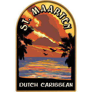 St. Maarten Dutch Caribbean   Retro Sunset Sticker