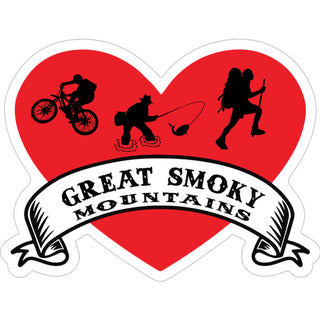 Great Smoky Mountains   Heart with Banner Sticker