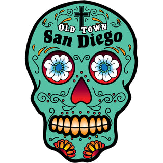 Old Town San Diego   Green Sugar Skull Sticker