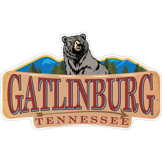GATLINBURG BEAR WOOD BANNER Sticker