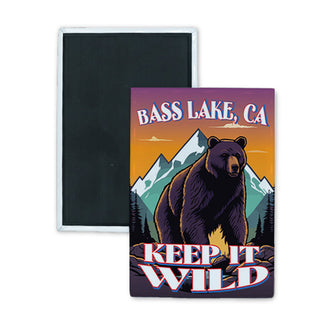 Bass Lake  CA   Keep It Wild Brown Bear Rectangle Badge Magnet