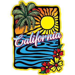 California   Abstract Sunset Flowers Sticker