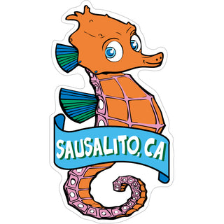 Seahorse Banner   Sausalito  CA Seahorse with Banner Sticker