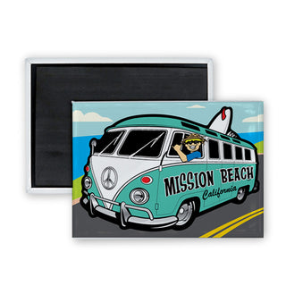 Mission Beach  California   Bus Corner View Surfboard Rectangle Badge Magnet