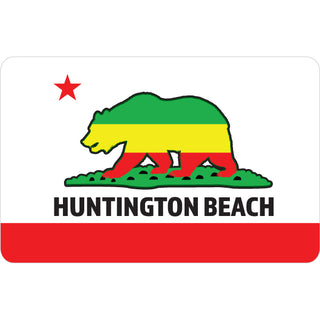 Huntington Beach  CA   Rasta Bear California Flag Sticker