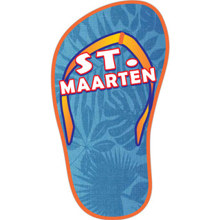 St. Maarten   Flip Flop With Blue Hawaiian Print Sticker
