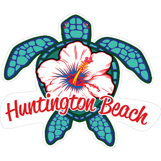 Huntington Beach   Blue Turtle with White Flower Sticker