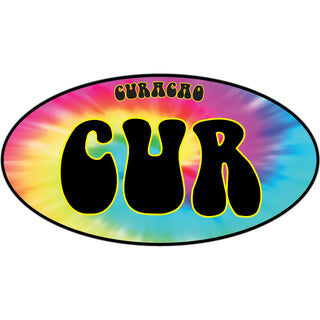 Curacao CUR Tie Dye Euro Oval Sticker
