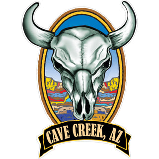 Cave Creek  AZ Skull w Desert Scene Sticker