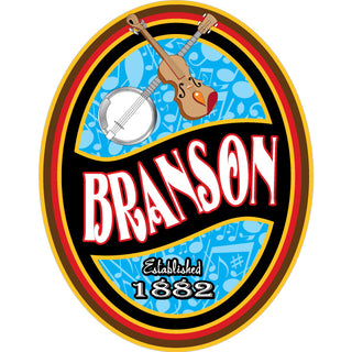 OK4 Branson Blue Circle with Banjo and fiddle Sticker