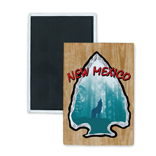 New Mexico   Wolf Arrowhead Rectangle Badge Magnet