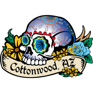 Cottonwood  AZ   Blue No Jaw Skull Sticker