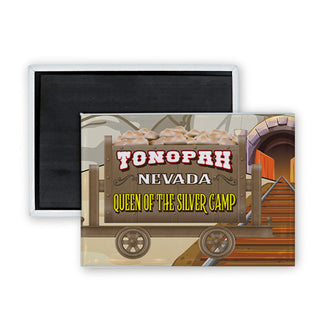 Tonopah  Nevada   Mining Cart Rectangle Badge Magnet