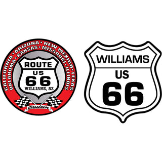 Williams AZ Route 66 Red Rounds and Shields Sticker