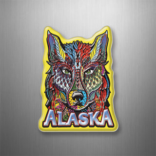 ALASKA ABSTRACT WOLF HEAD 3D Magnet