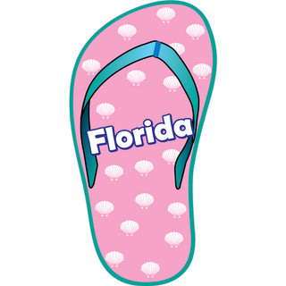 OK4 Florida Pink Flip Flop with Shell Pattern Sticker
