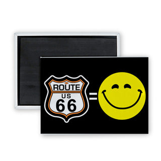 Route 66   Route 66 Shiled Happy Face Rectangle Badge Magnet