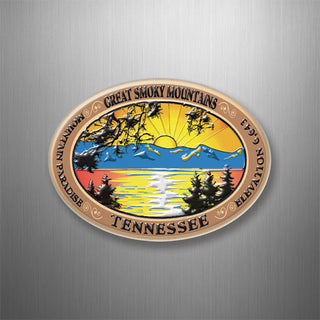 GREAT SMOKY MOUNTAINS Retro Lake Scene 3D Magnet