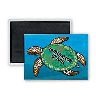 NEW Huntington Beach   Green Sea Turtle Rectangle Badge Magnet