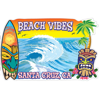 Santa Cruz  CA Beach Vibes With Tiki Sticker