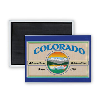 Colorado Wood Oval with Mountains Est 1876 Rectangle Badge Magnet