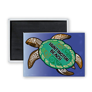 Huntington Beach Green Sea Turtle Rectangle Badge Magnet