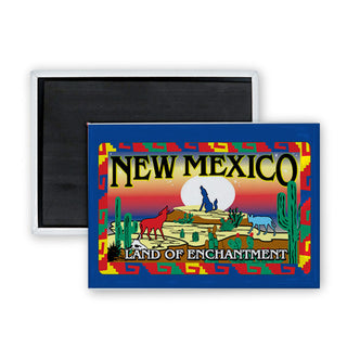 New Mexico Coyotes Land of Enchantment Rectangle Badge Magnet