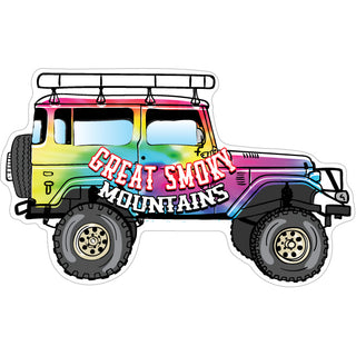 Great Smoky Mountains   Tie Dye Jeep Sticker
