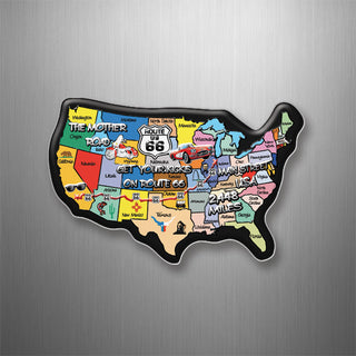 oute 66 Colorful USA Map 3D Magnet