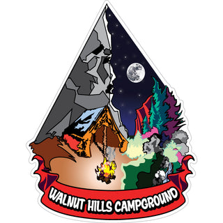 Walnut Hills Campground   Abstract Camping Scene Sticker