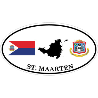 St Maarten Flag Island Crest Oval Sticker