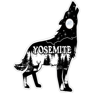 Yosemite   Wolf Howling Mountain scene inside Sticker