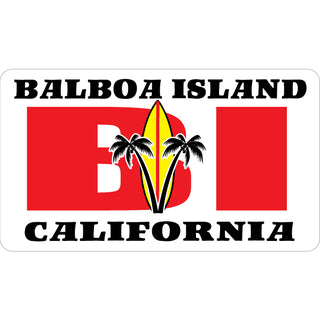 Balboa Island BI with Yellow Surfboard Sticker