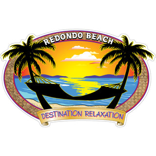 Redondo Beach   Destination Relaxation Hammock Oval Sticker