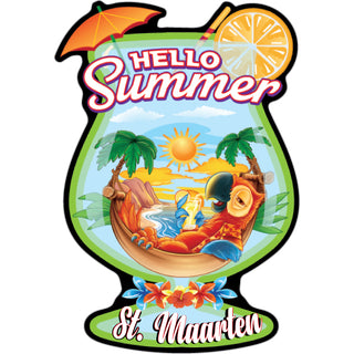 St. Maarten   Hello Summer Parrot Sticker