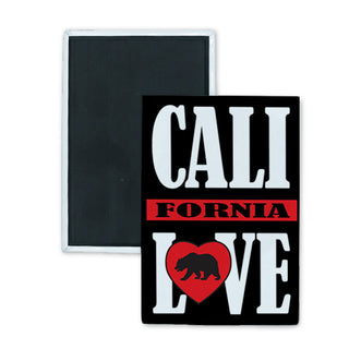 California Love bear in heart Rectangle Badge Magnet