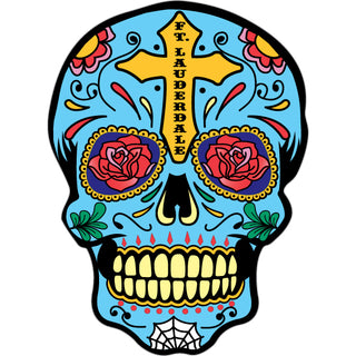 Ft Lauderdale Blue Sugar Skull Sticker