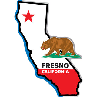OK4 Fresno California Map Flag  (00770) Sticker