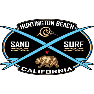 Huntington Beach  California   Sand Surf Wave Bear Crossing Sticker